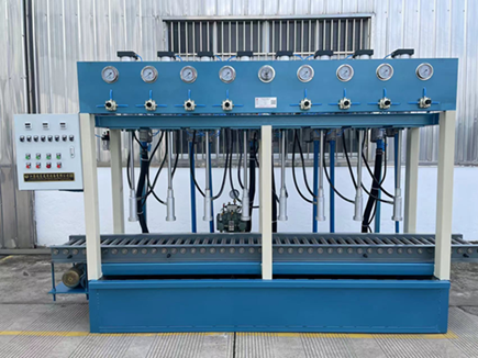 Customizable hydrostatic testing equipment for <font style='color:red'>LPG cylinder manufacturing</font>, Online through type